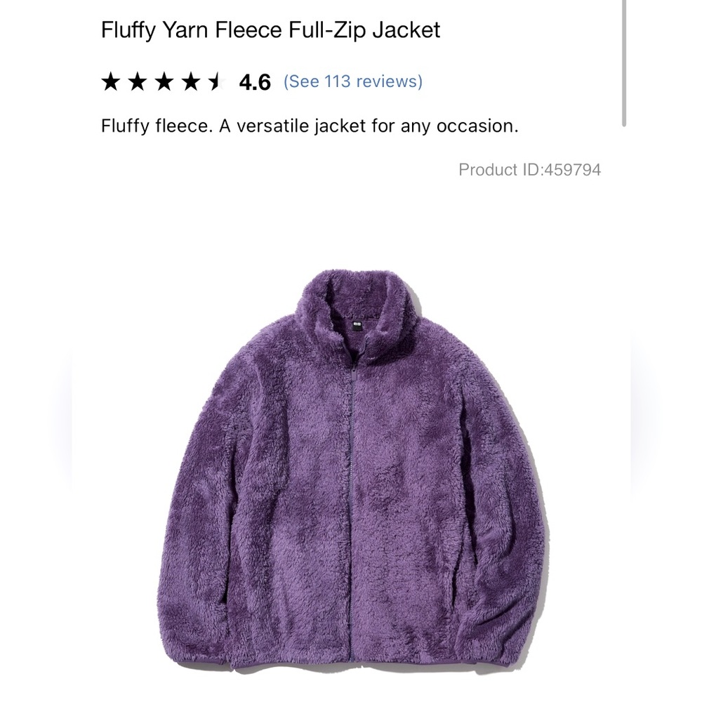 Uniqlo Fluffy Yarn Fleece Full zip jacket